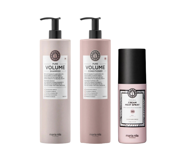 Pure Volume Duo Shampoo & Conditioner 2x1000ml & Cream Heat Spray 150 ml