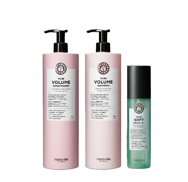 Pure Volume Shampoo & Conditioner 2x1000ml & True Soft Oil 100ml